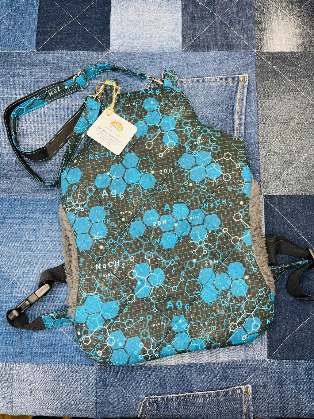 Wearable Hot Water Bottle Cover | Blue Black Science - Uphouse Crafts