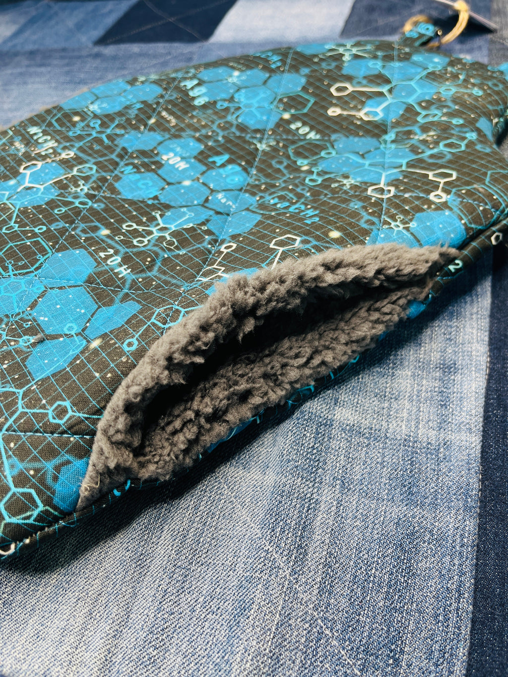 Wearable Hot Water Bottle Cover | Blue Black Science - Uphouse Crafts