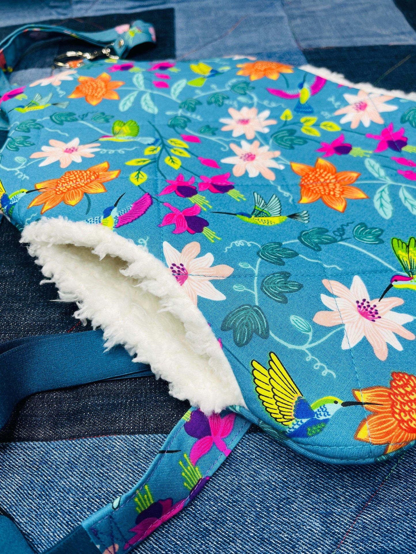 Wearable Hot Water Bottle Cover | Teal Pink Hummingbird