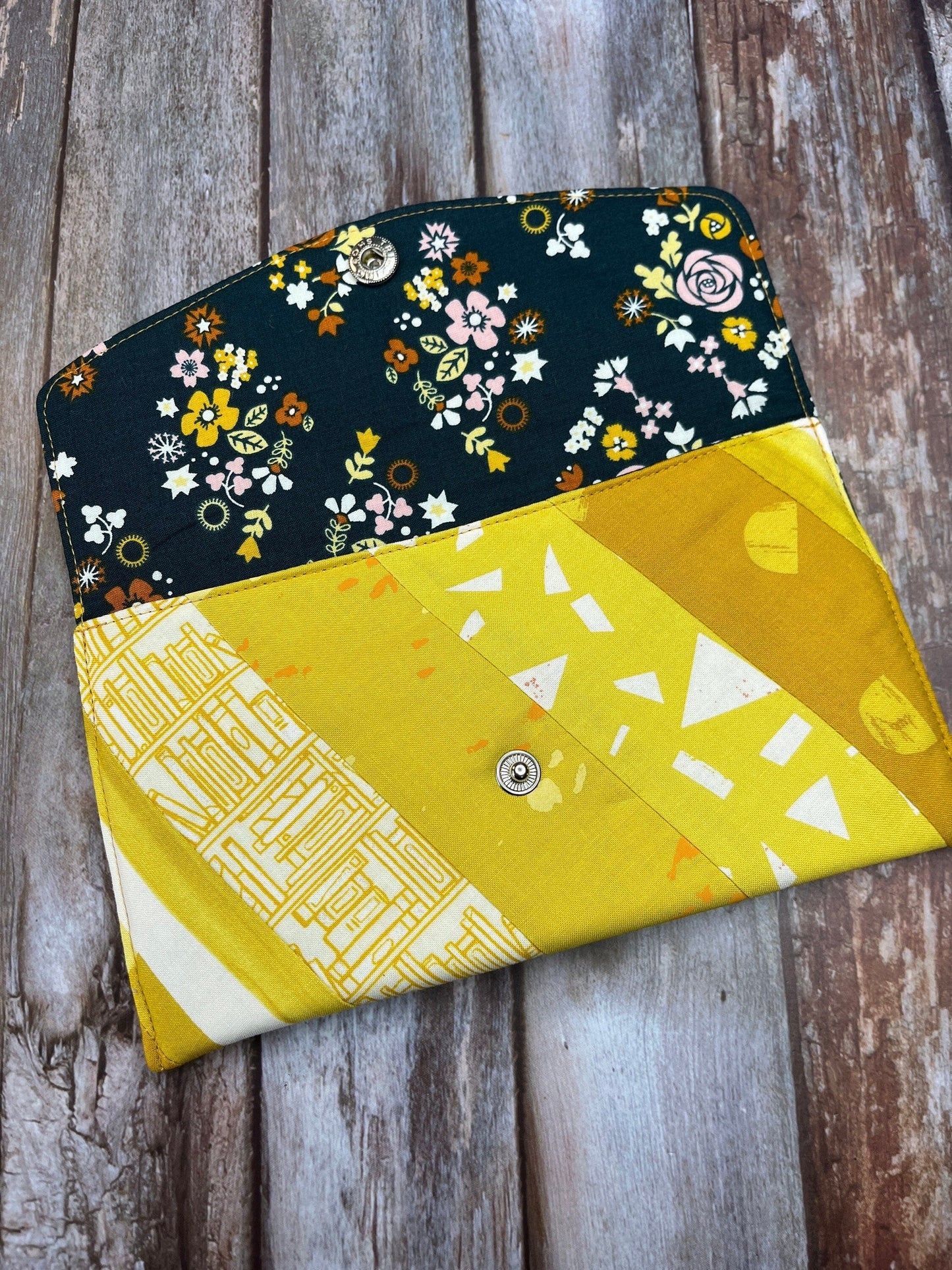 Yellow Slim Purse | Patchwork Purse | Phone Clutch Wallet