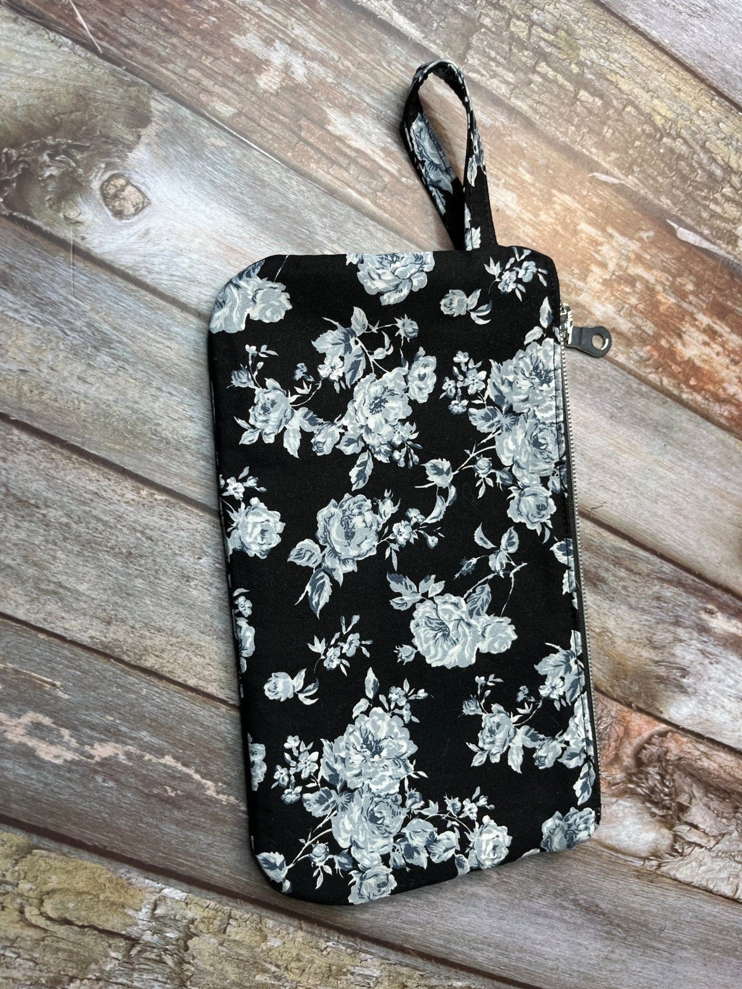 Zip Pouch Makeup Bag - Pencil Case | Black White Floral