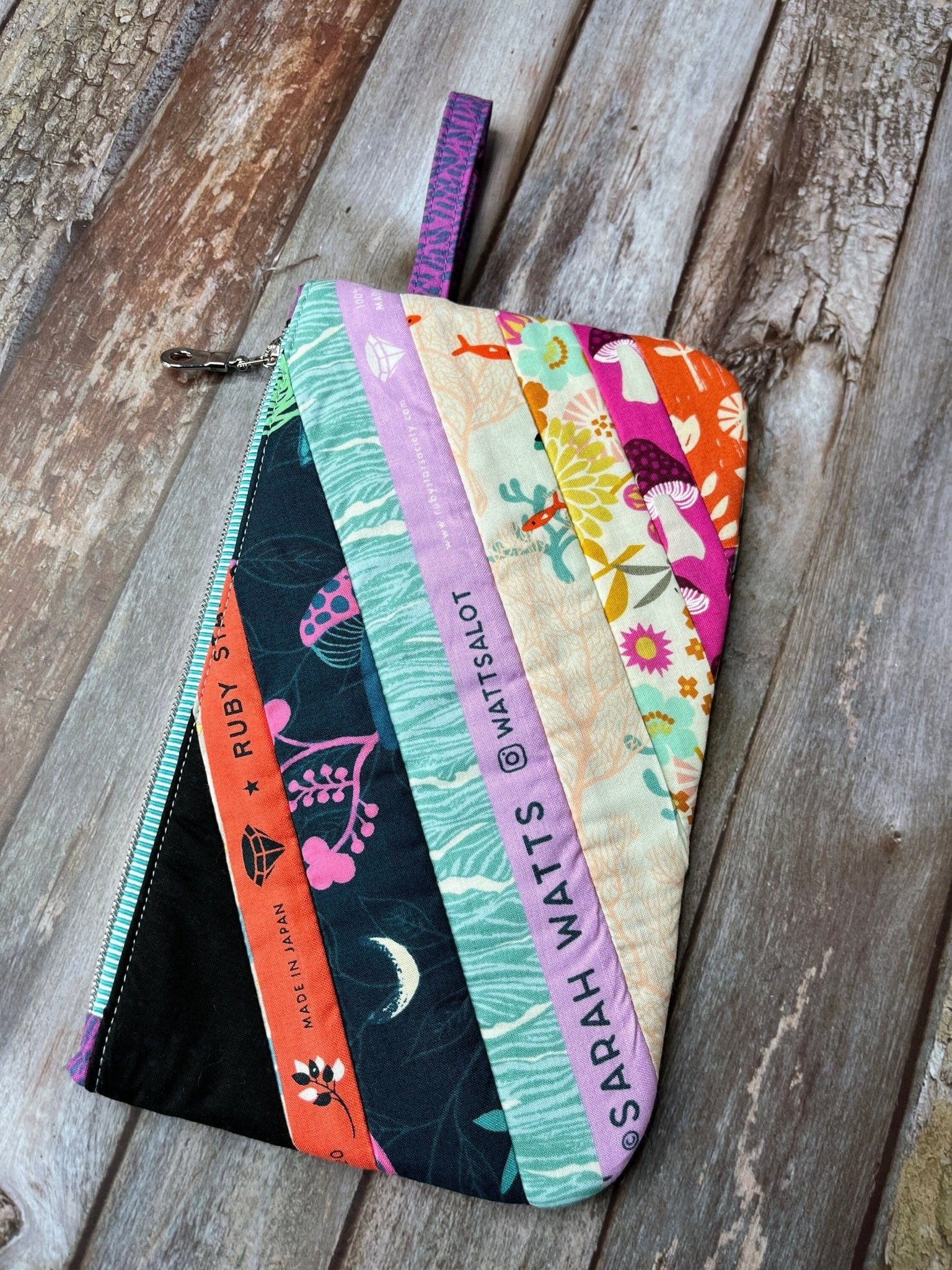 Zip Pouch Makeup Bag - Pencil Case | Butterfly Owl Mushroom Patchwork