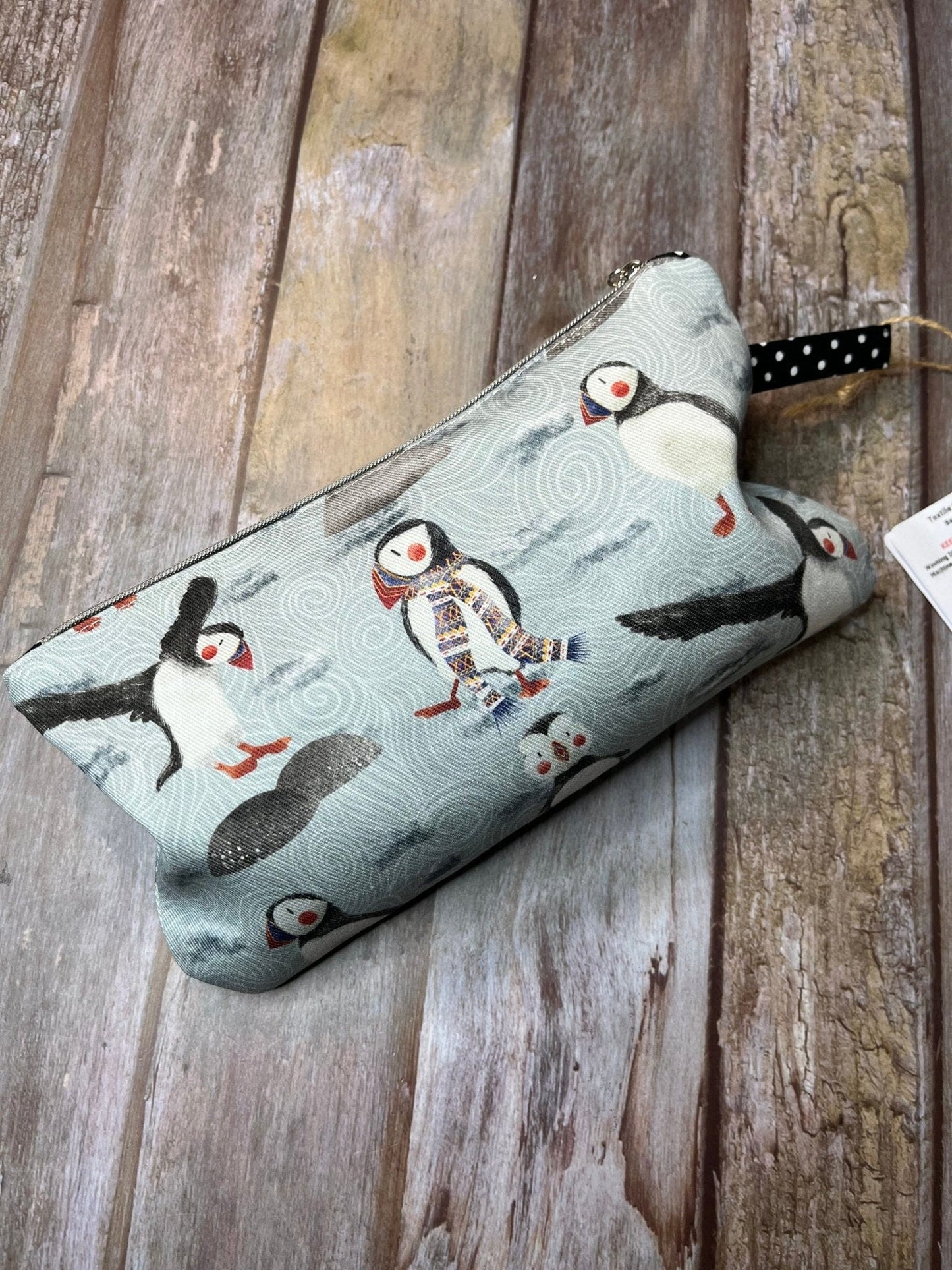 Zip Pouch Makeup Bag - Pencil Case | Fair Isle Puffin Makeup Bag Pencil Case