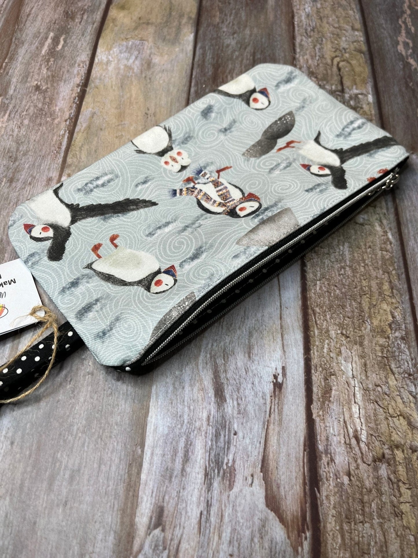 Zip Pouch Makeup Bag - Pencil Case | Fair Isle Puffin Makeup Bag Pencil Case