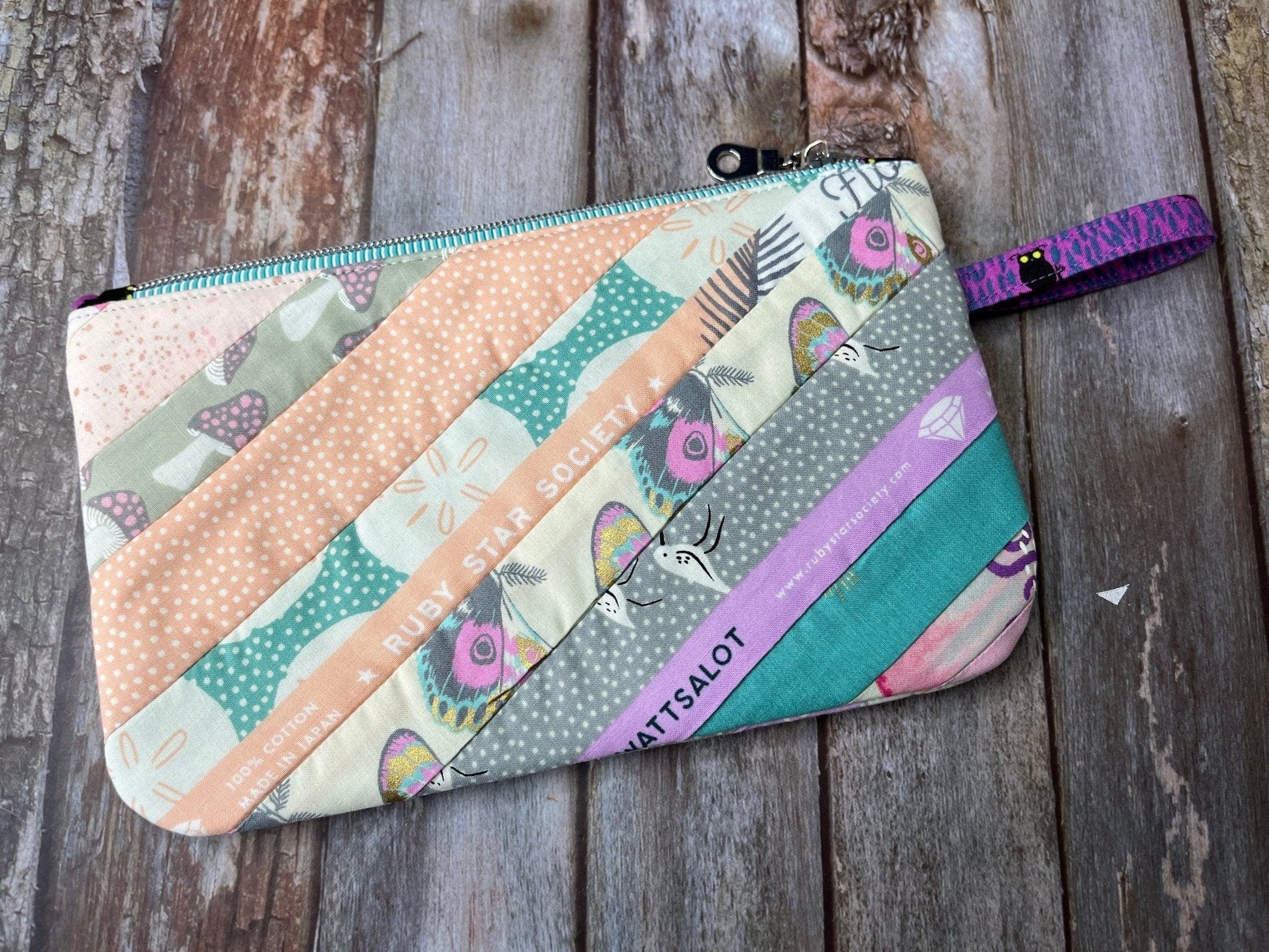 Zip Pouch Makeup Bag - Pencil Case | Pastel Butterfly Florida Patchwork