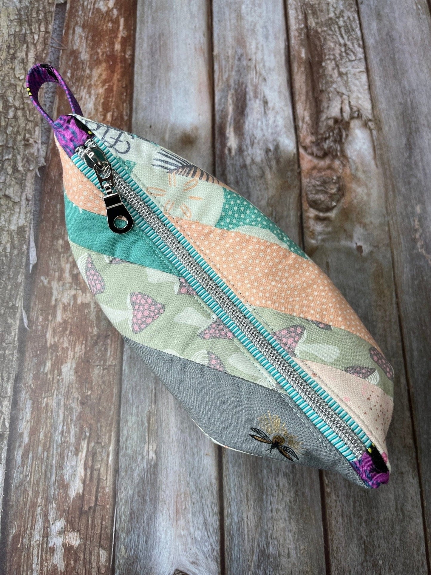 Zip Pouch Makeup Bag - Pencil Case | Pastel Butterfly Florida Patchwork