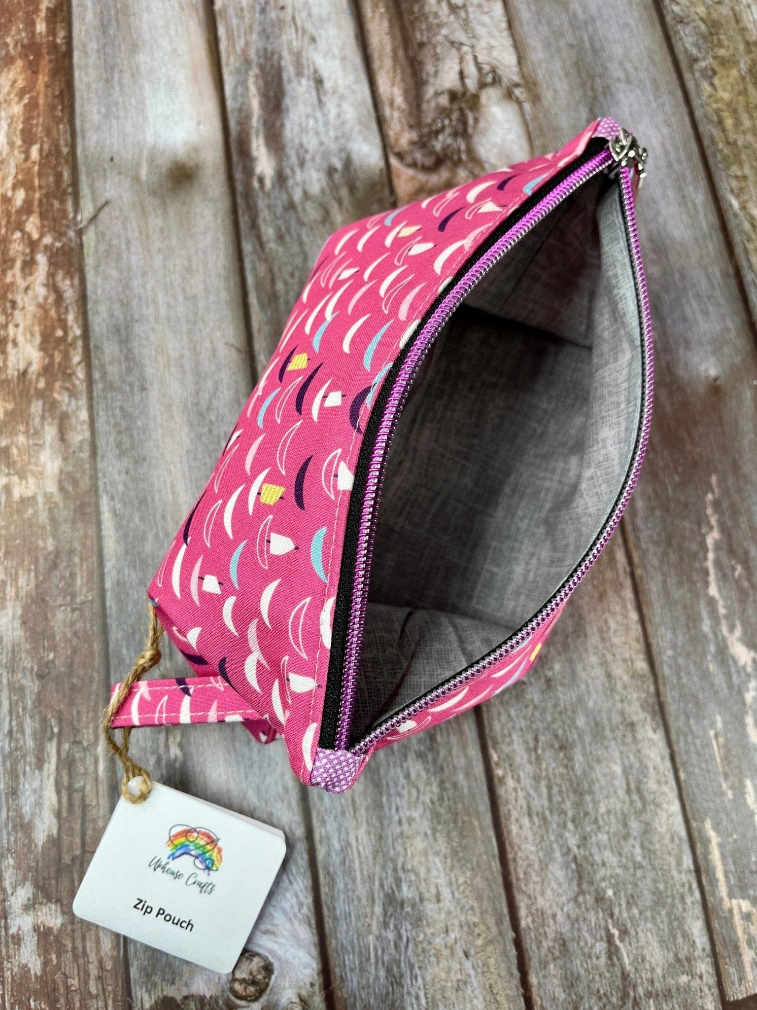 Zip Pouch Makeup Bag - Pencil Case | Pink Sailing Boat