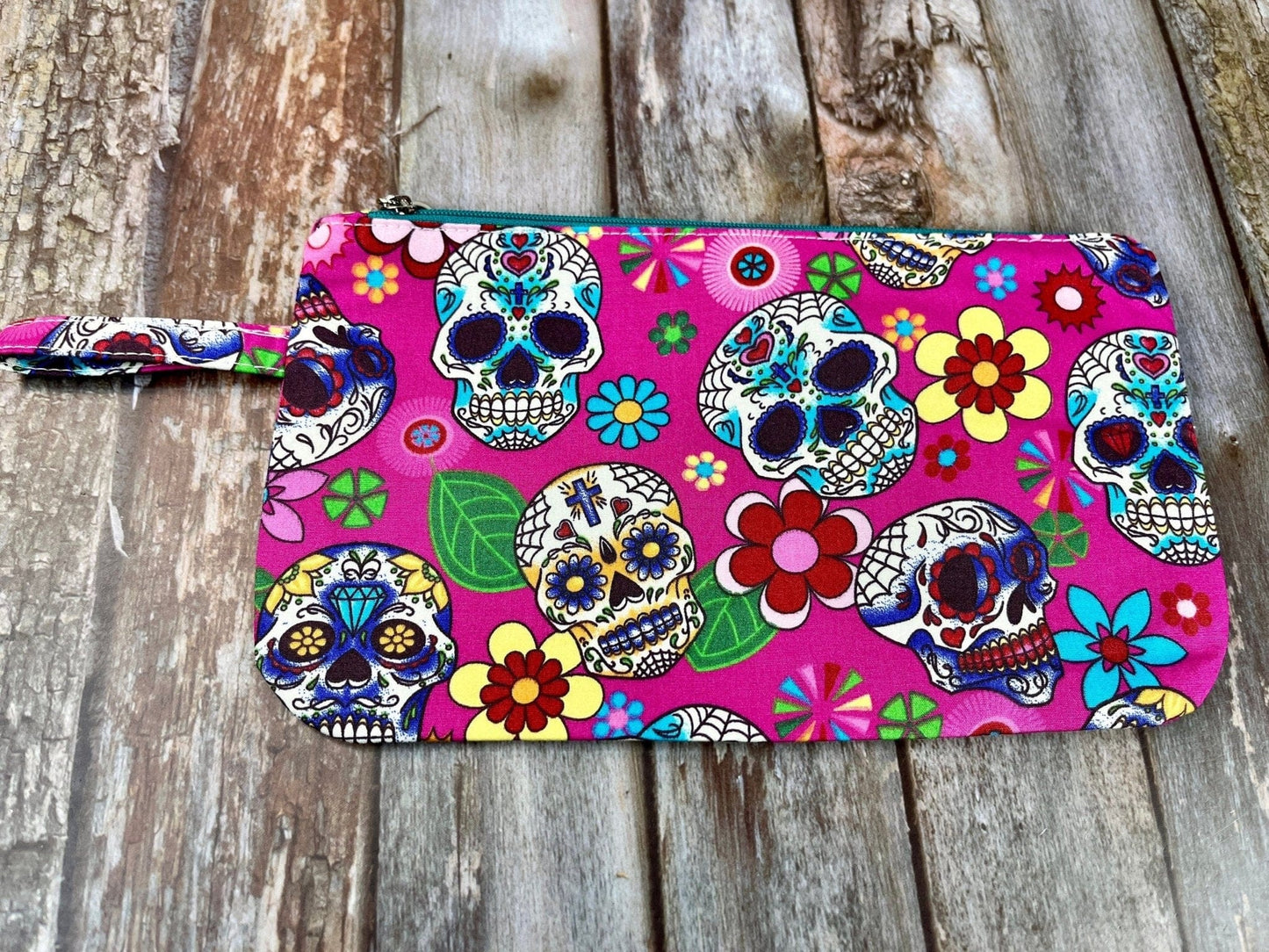 Zip Pouch Makeup Bag - Pencil Case | Pink Skulls