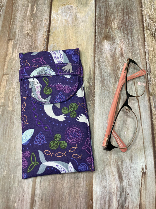 Purple Seal Quilted Cotton Glasses Case, Padded Specs Case - Uphouse Crafts