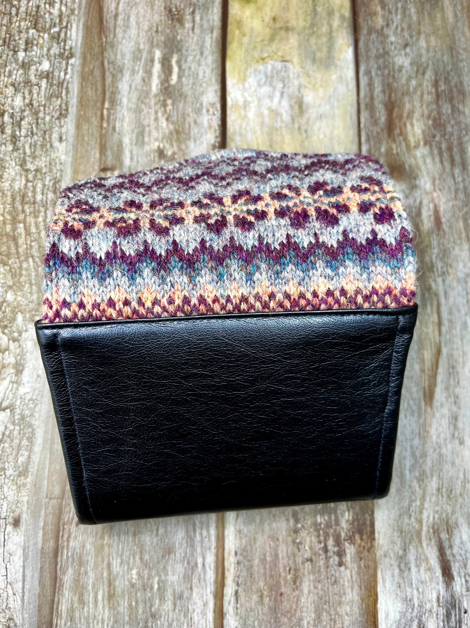 Navy Faux Leather & Fair Isle Purse - Uphouse Crafts