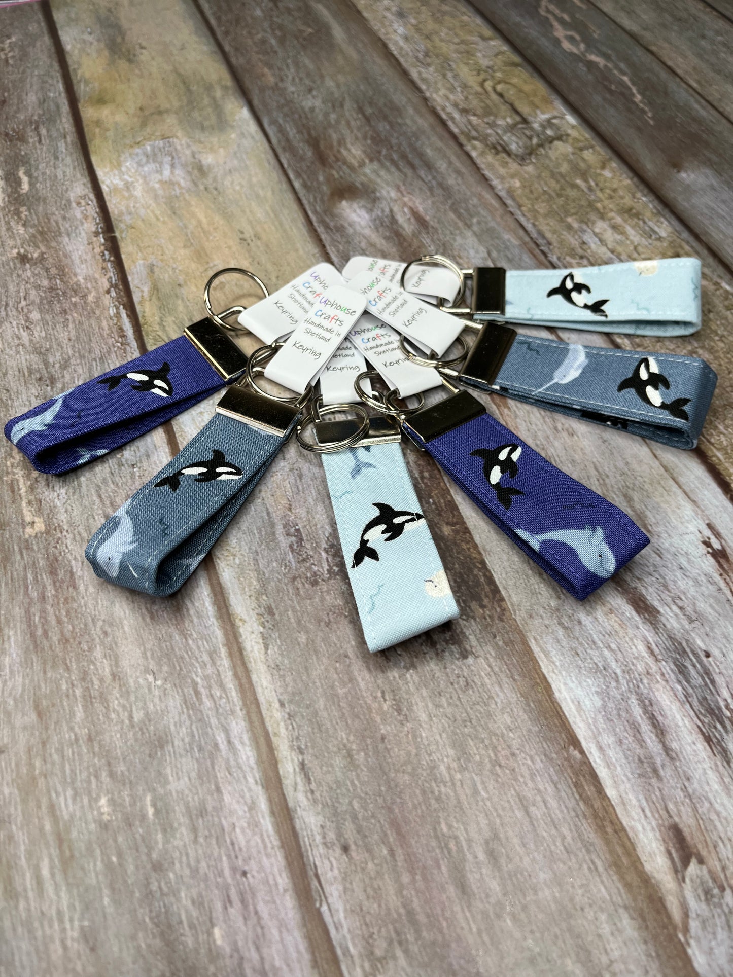 Handmade Cotton Orca Keyring - Purple Grey Blue - Uphouse Crafts