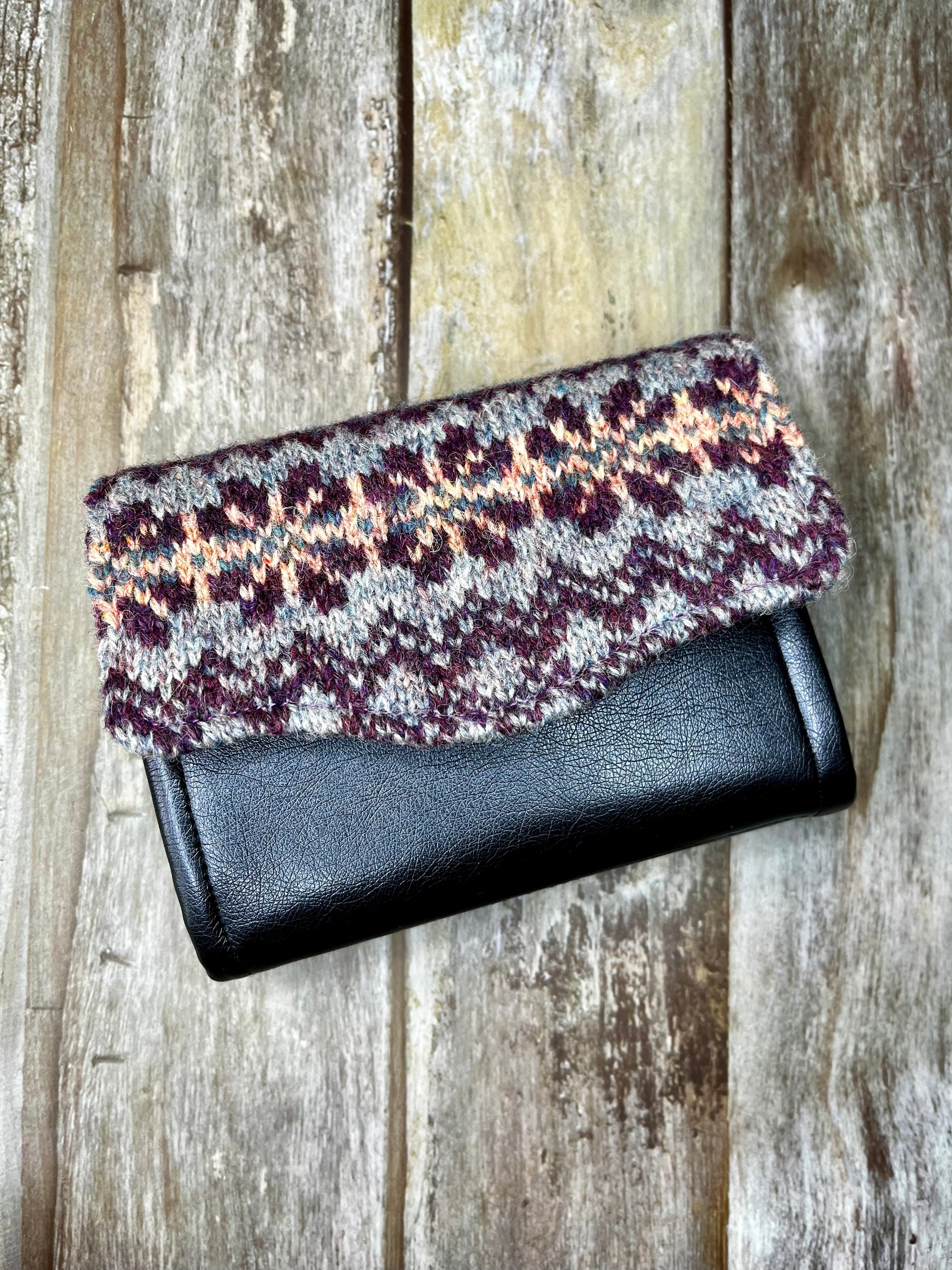 Navy Faux Leather & Fair Isle Purse - Uphouse Crafts