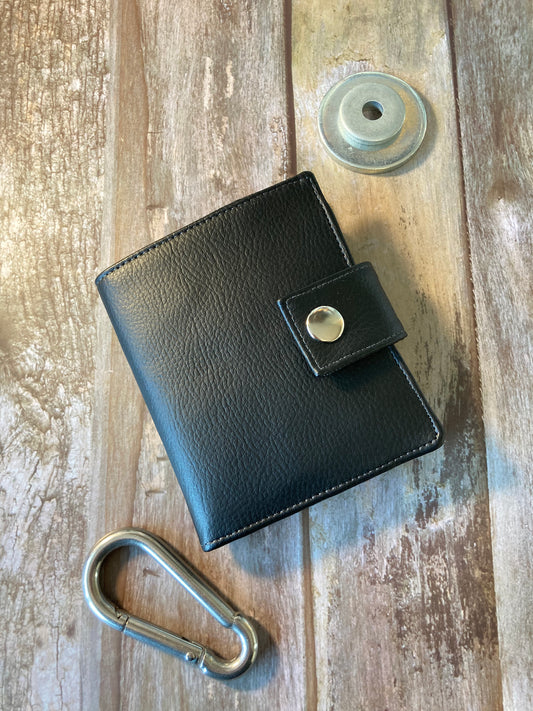 SALE Bi-fold Black Faux Leather Wallet - Black & Grey - Uphouse Crafts