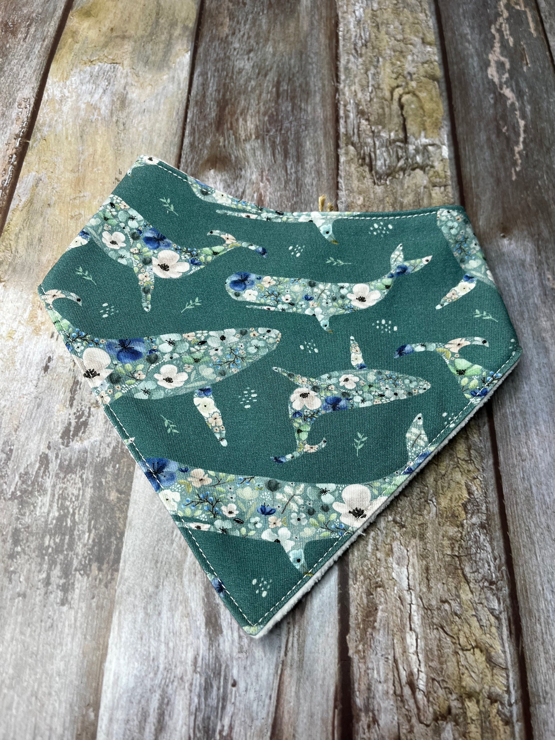 Baby Dribble Bandana Bib 0-12 months Green Whale - Uphouse Crafts