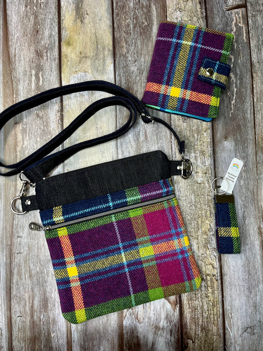 Small Crossbody Tweed Bag - Shetland Winters Night - Uphouse Crafts