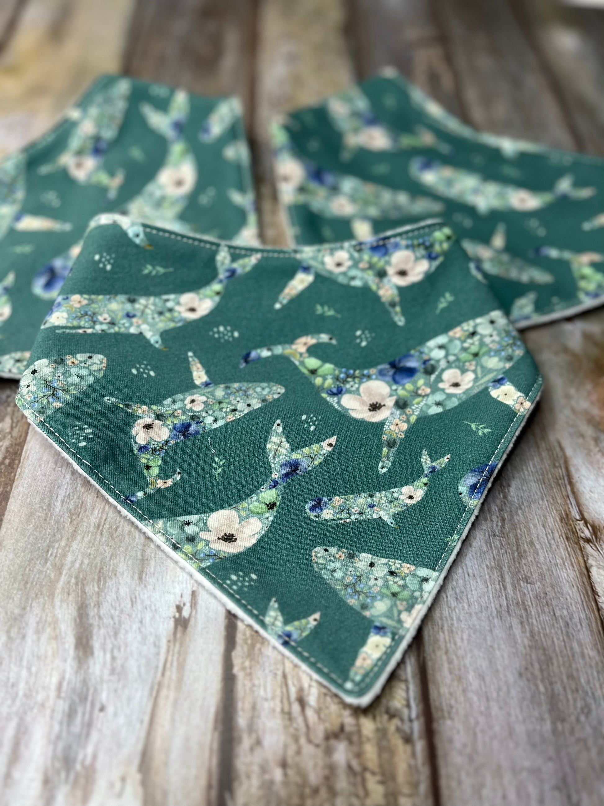 Baby Dribble Bandana Bib 0-12 months Green Whale - Uphouse Crafts