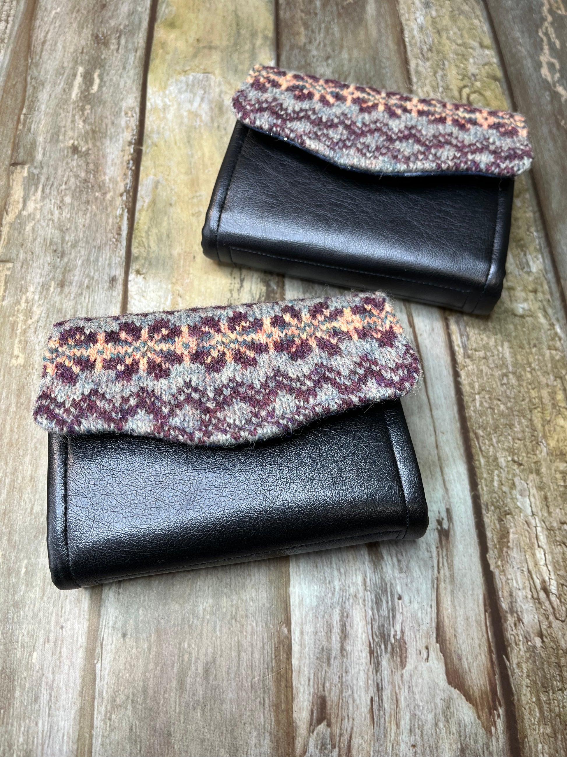 Navy Faux Leather & Fair Isle Purse - Uphouse Crafts