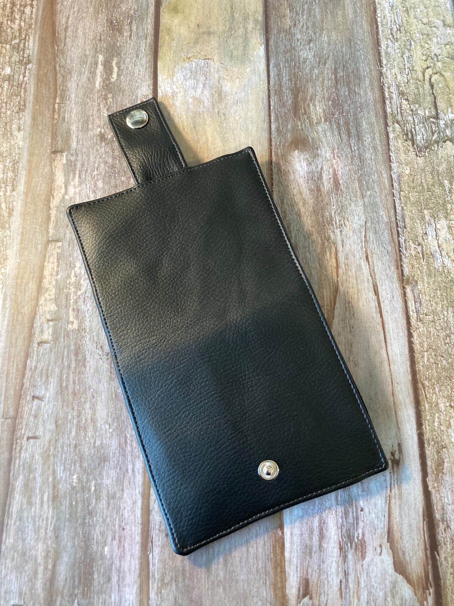 SALE Bi-fold Black Faux Leather Wallet - Black & Grey - Uphouse Crafts