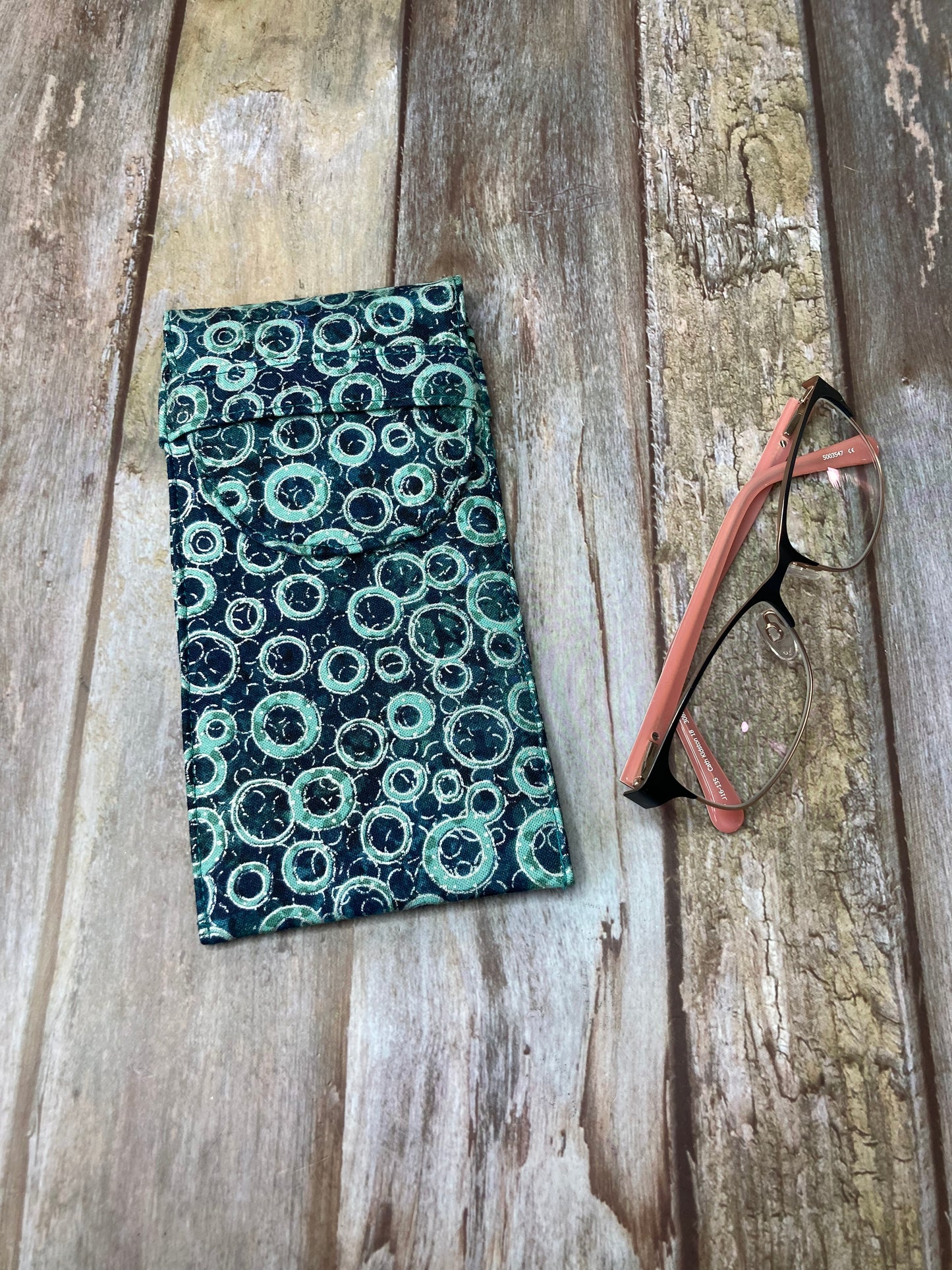 Teal Quilted Cotton Glasses Case, Padded Specs Case - Uphouse Crafts