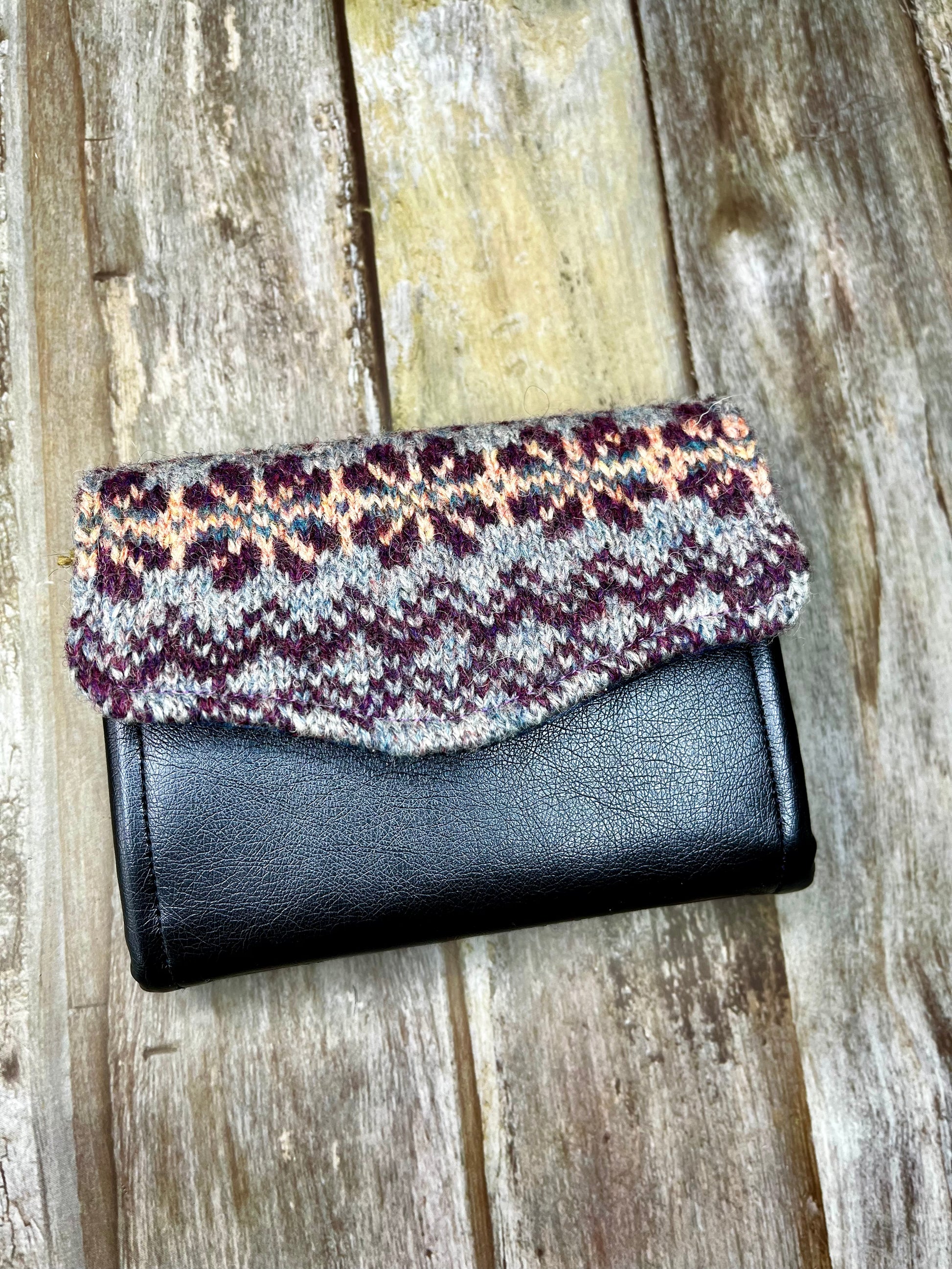 Navy Faux Leather & Fair Isle Purse - Uphouse Crafts