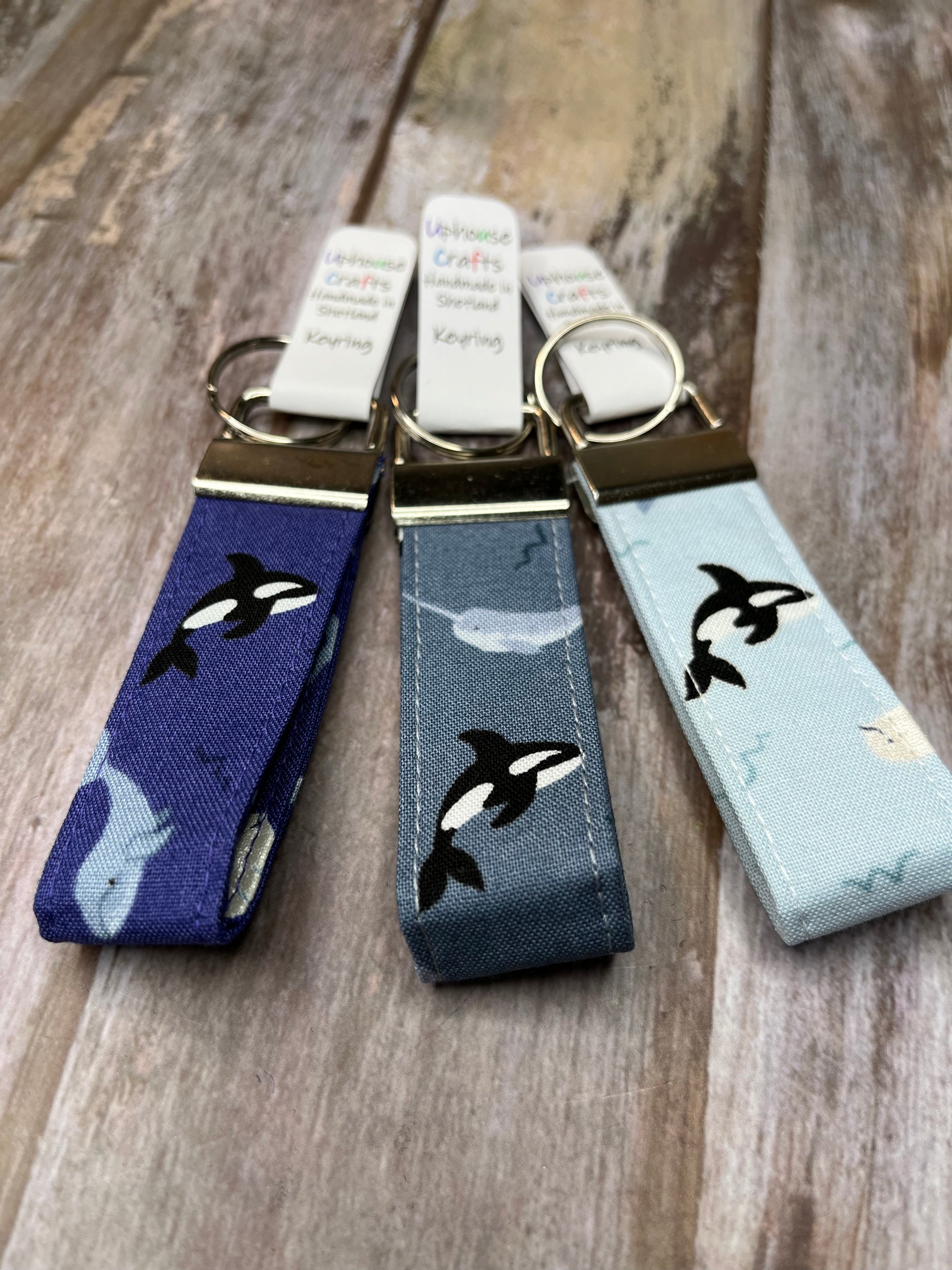 Handmade Cotton Orca Keyring - Purple Grey Blue - Uphouse Crafts