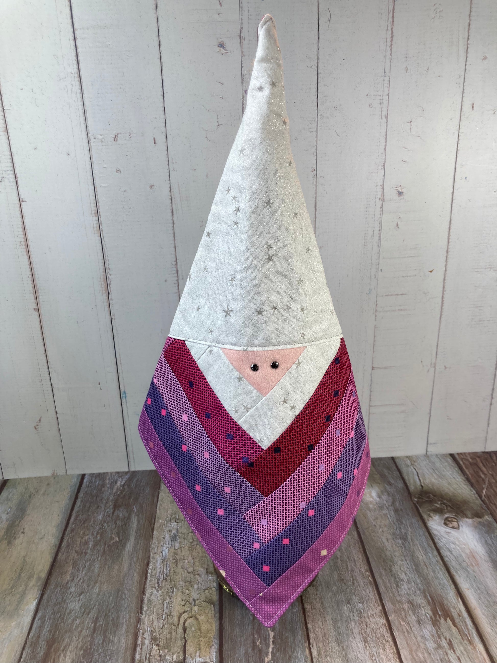 Gnome Bottle Topper, Christmas Table Decoration, Tree Topper - Pink Black - Uphouse Crafts