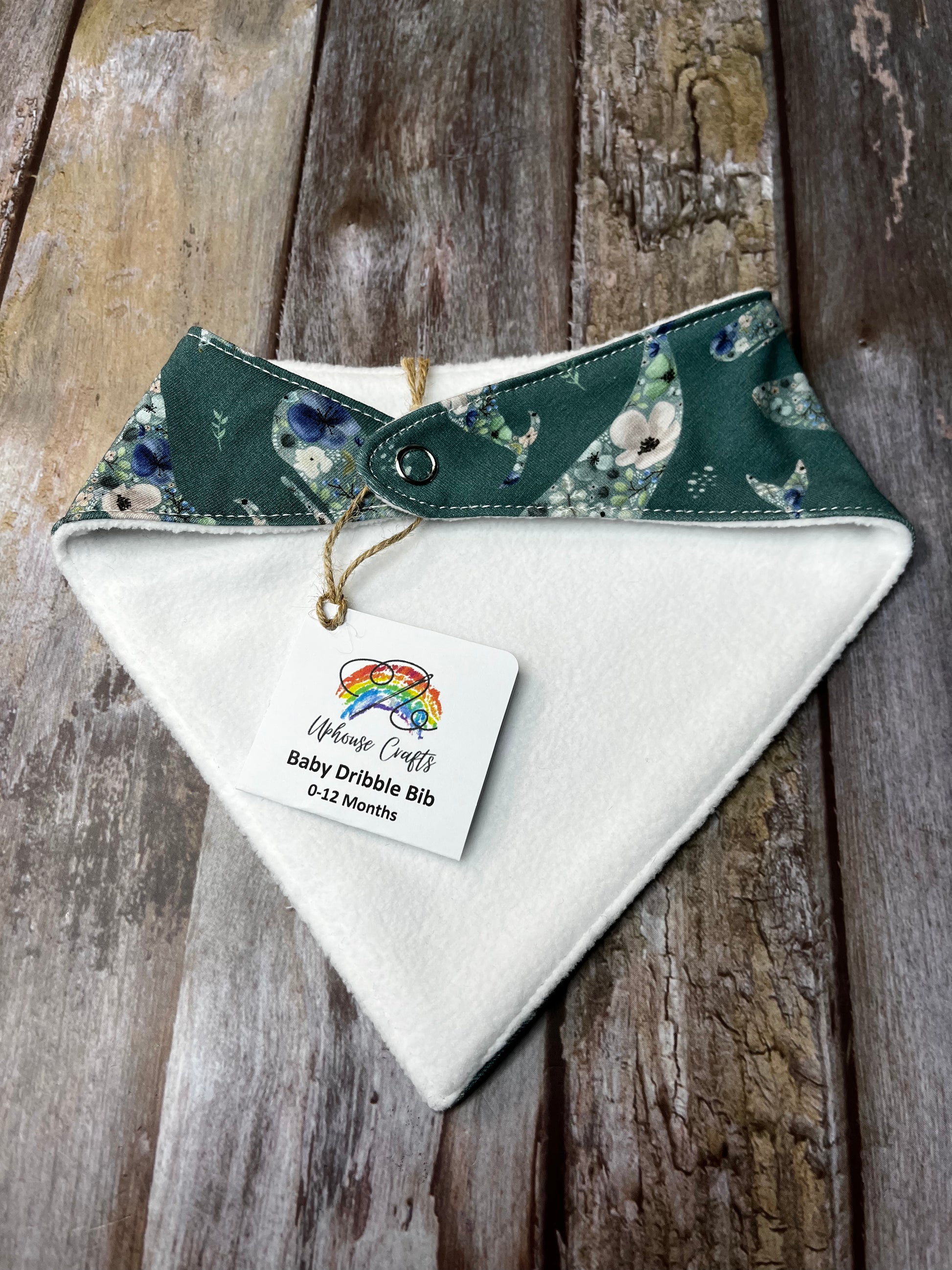 Baby Dribble Bandana Bib 0-12 months Green Whale - Uphouse Crafts