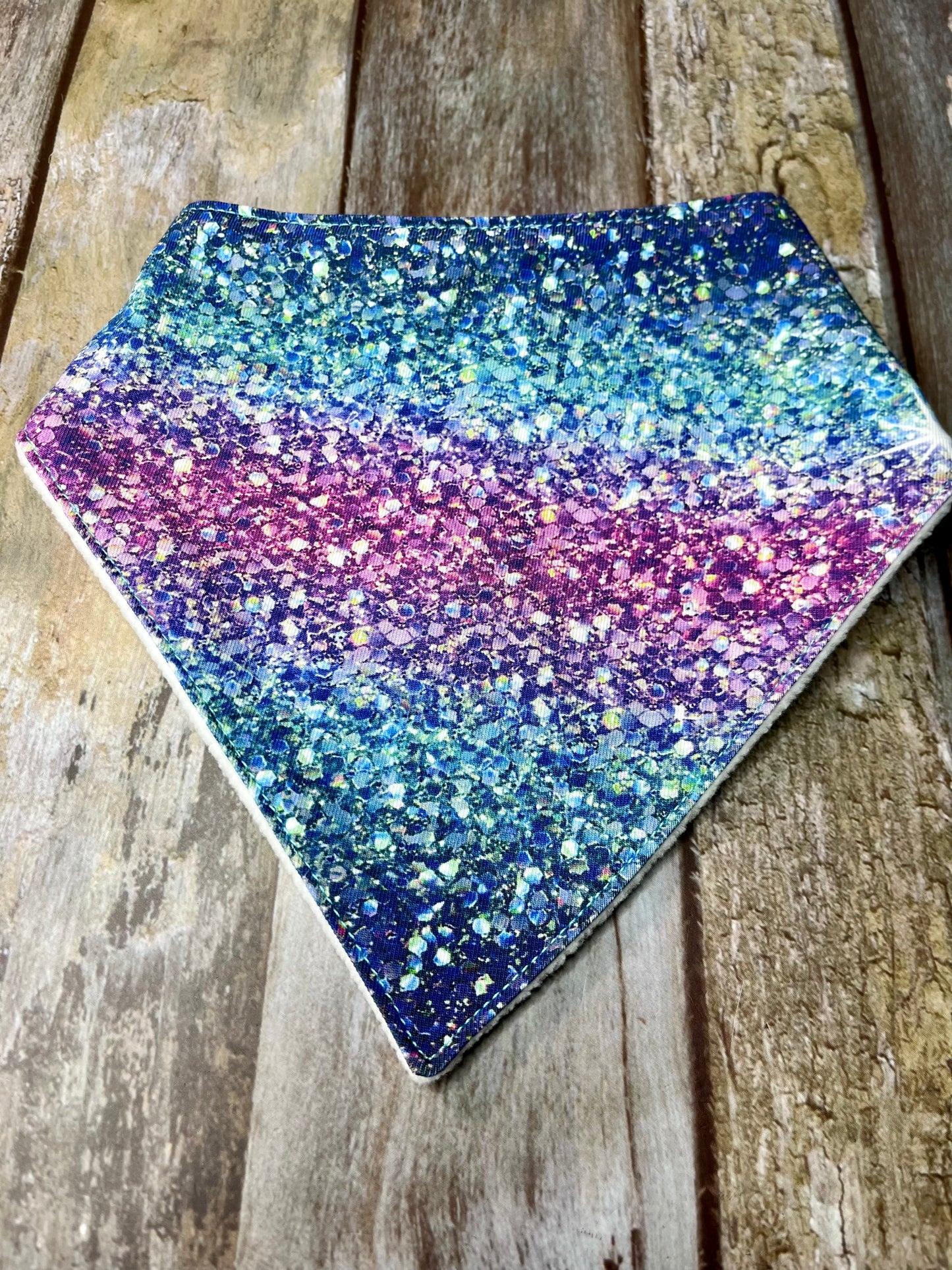 Baby Dribble Bandana Bib 0-12 months - Blue Pink Aqua Sparkle Glitter Effect - Uphouse Crafts