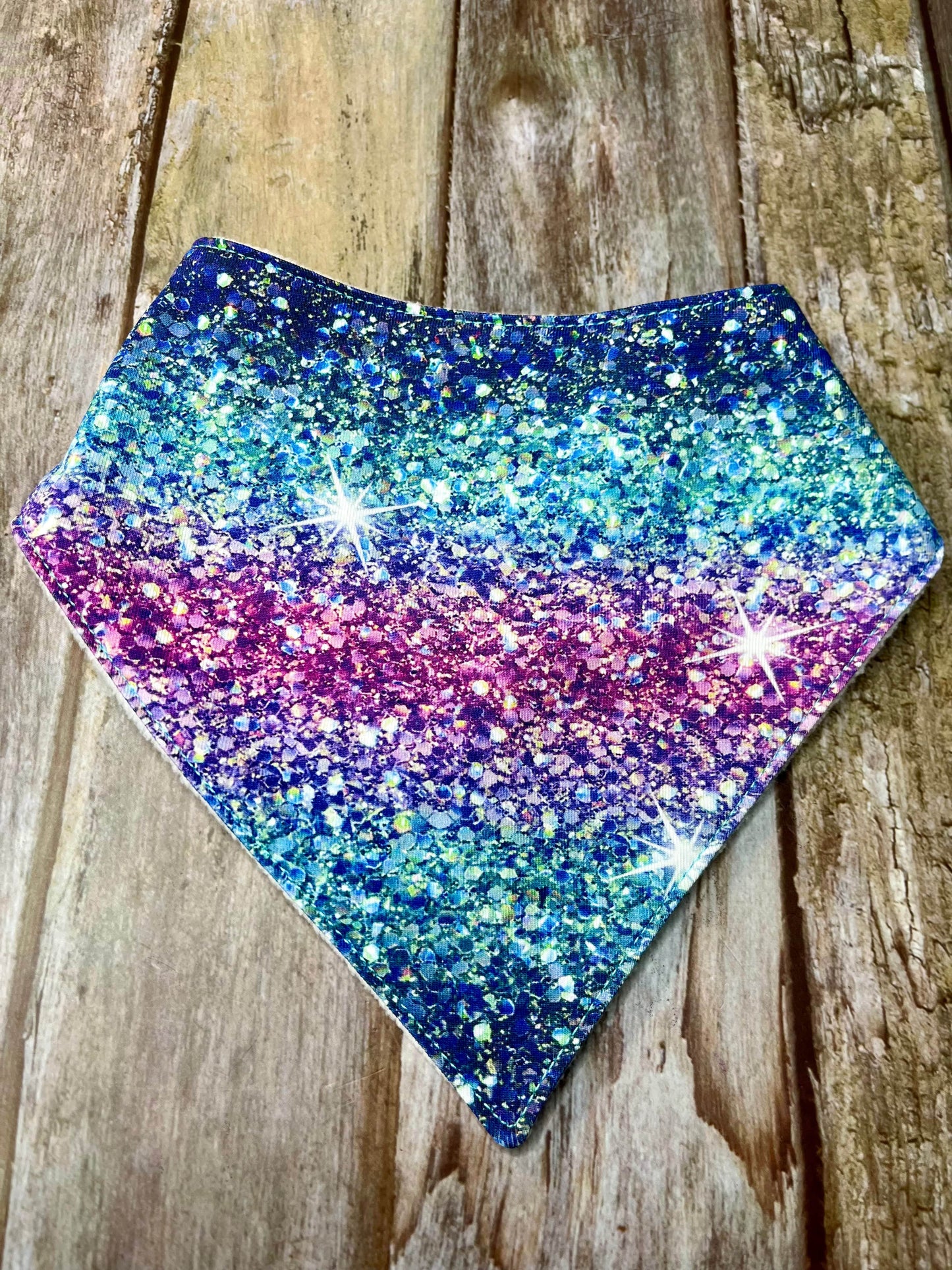 Baby Dribble Bib | Blue Pink Aqua Sparkle Glitter Effect