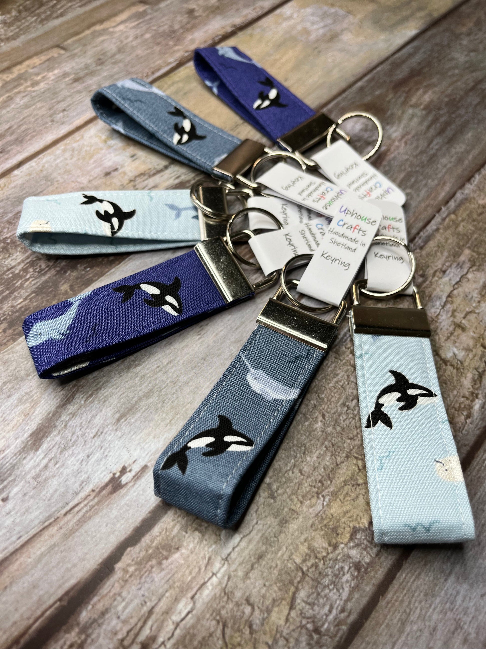 Handmade Cotton Orca Keyring - Purple Grey Blue