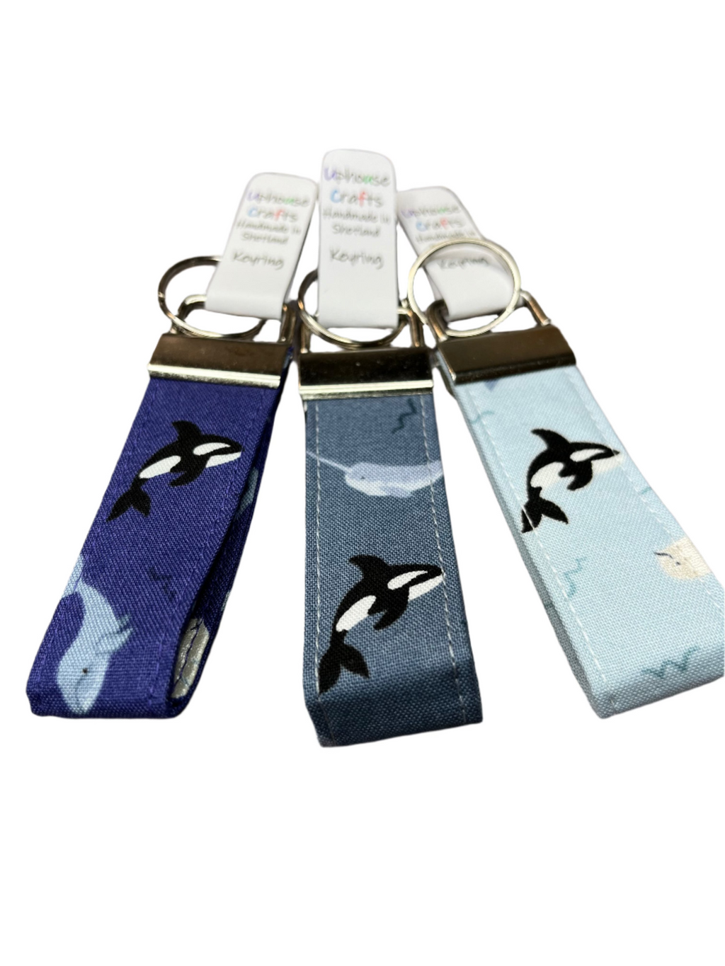 Handmade Cotton Orca Keyring - Purple Grey Blue