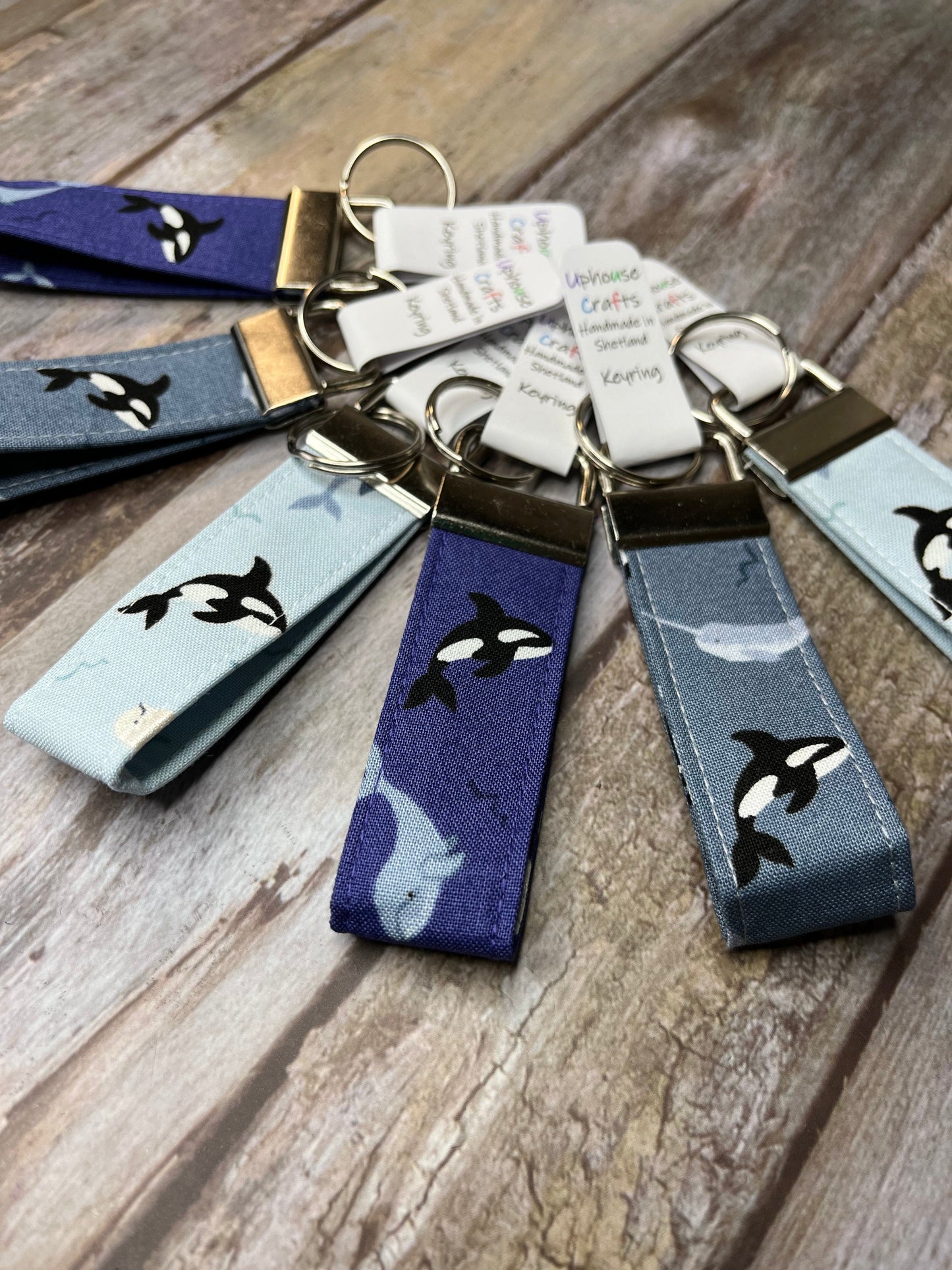 Handmade Cotton Orca Keyring - Purple Grey Blue