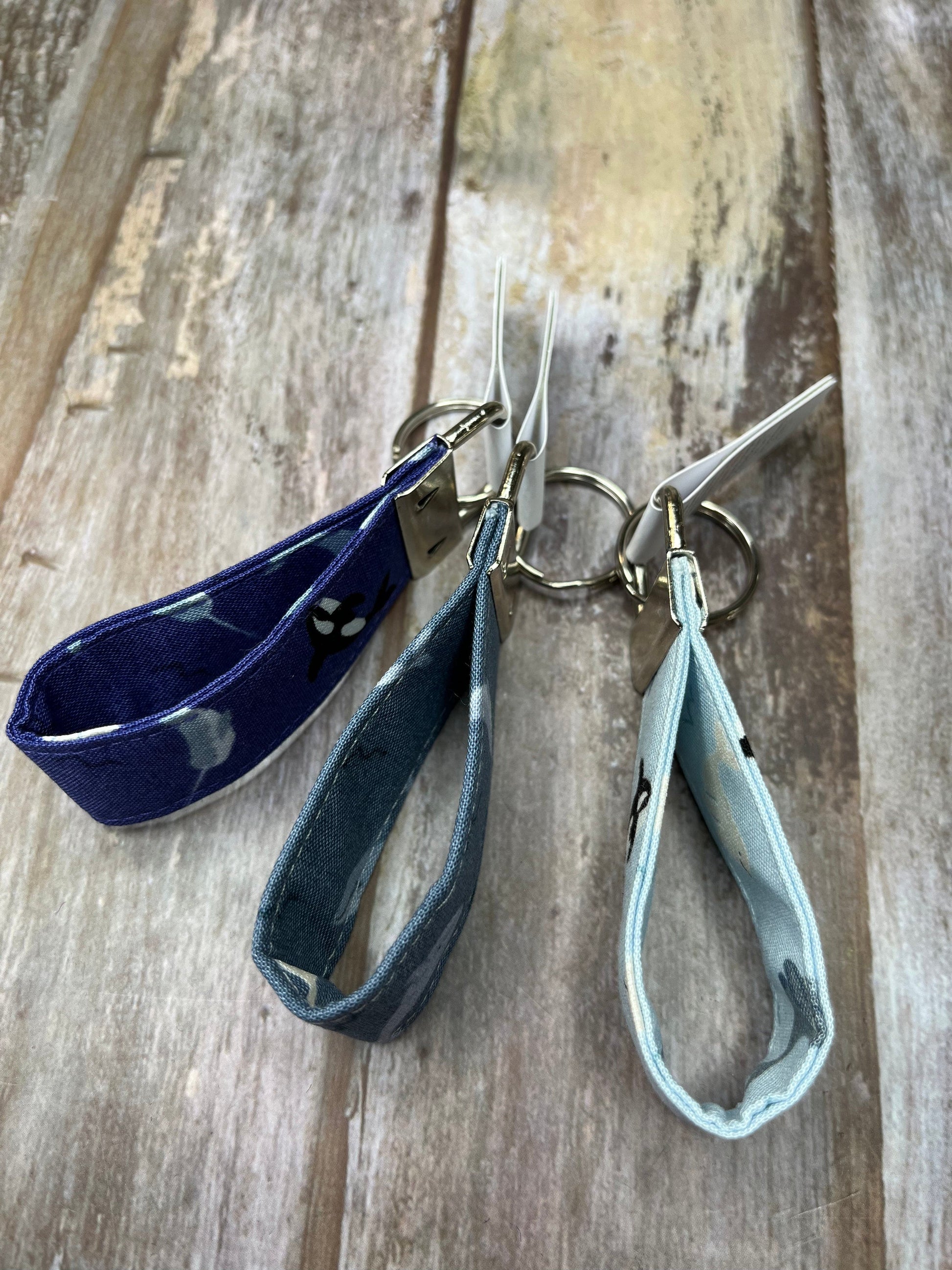 Handmade Cotton Orca Keyring - Purple Grey Blue