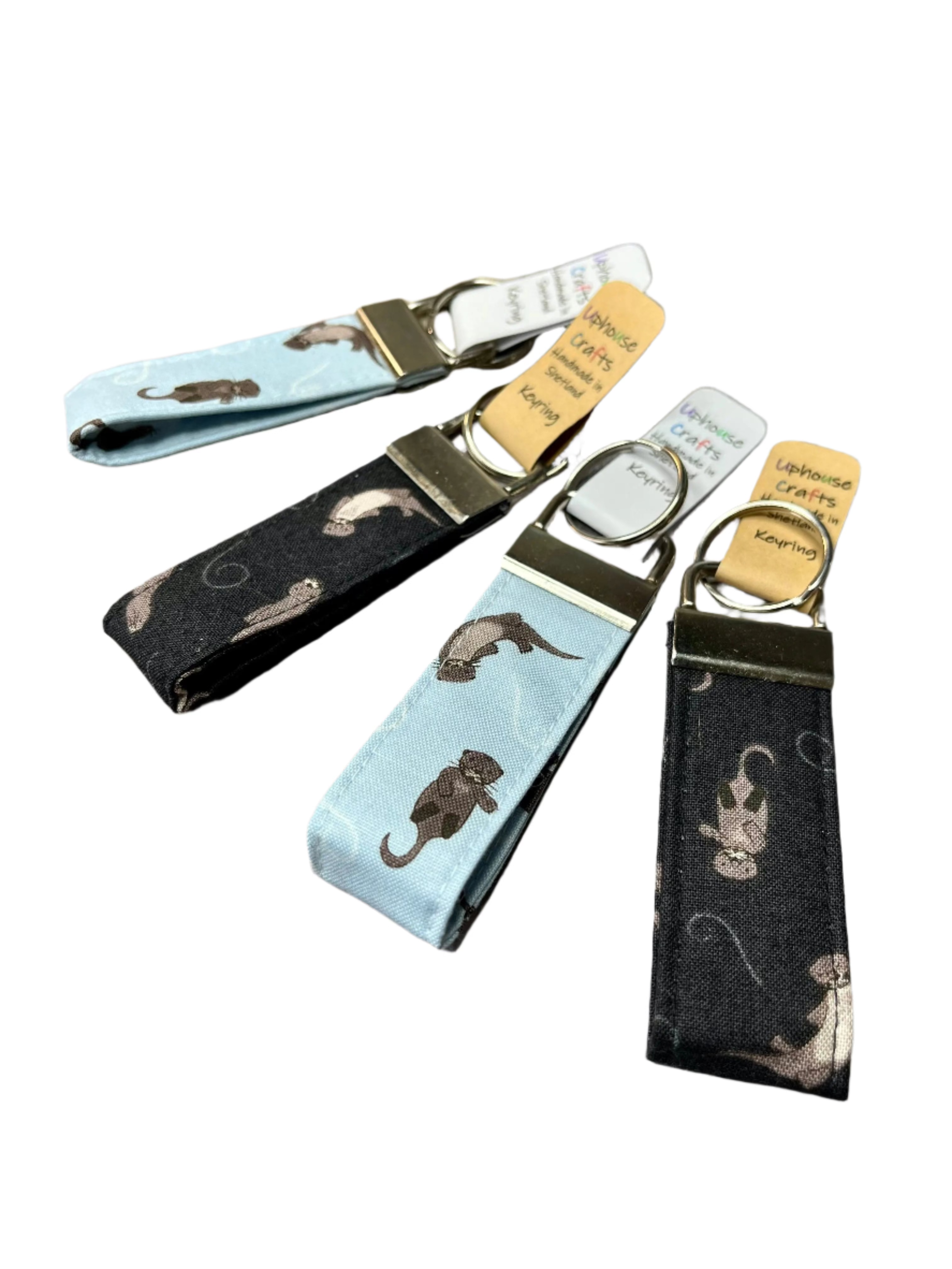 Handmade Cotton Otter Keyring - Black & Blue